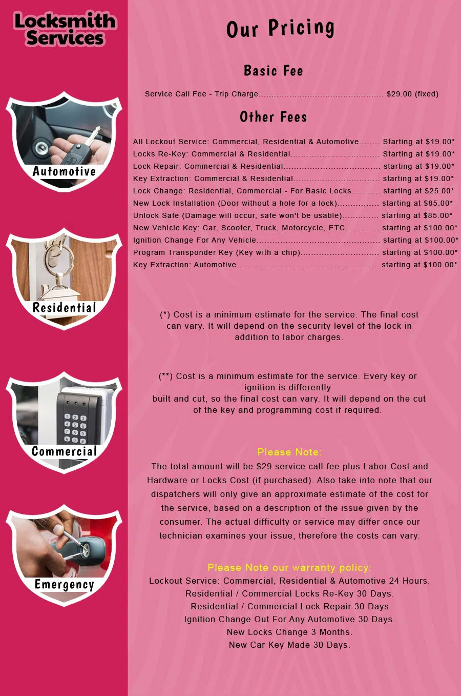 Magnolia NJ Locksmith Store Magnolia, NJ 856-418-0307 - price-list-c-18